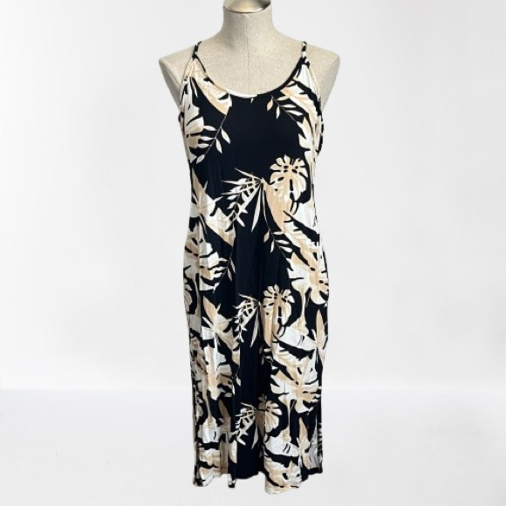 🌻 Tropical Black and Tan Maxi Dress